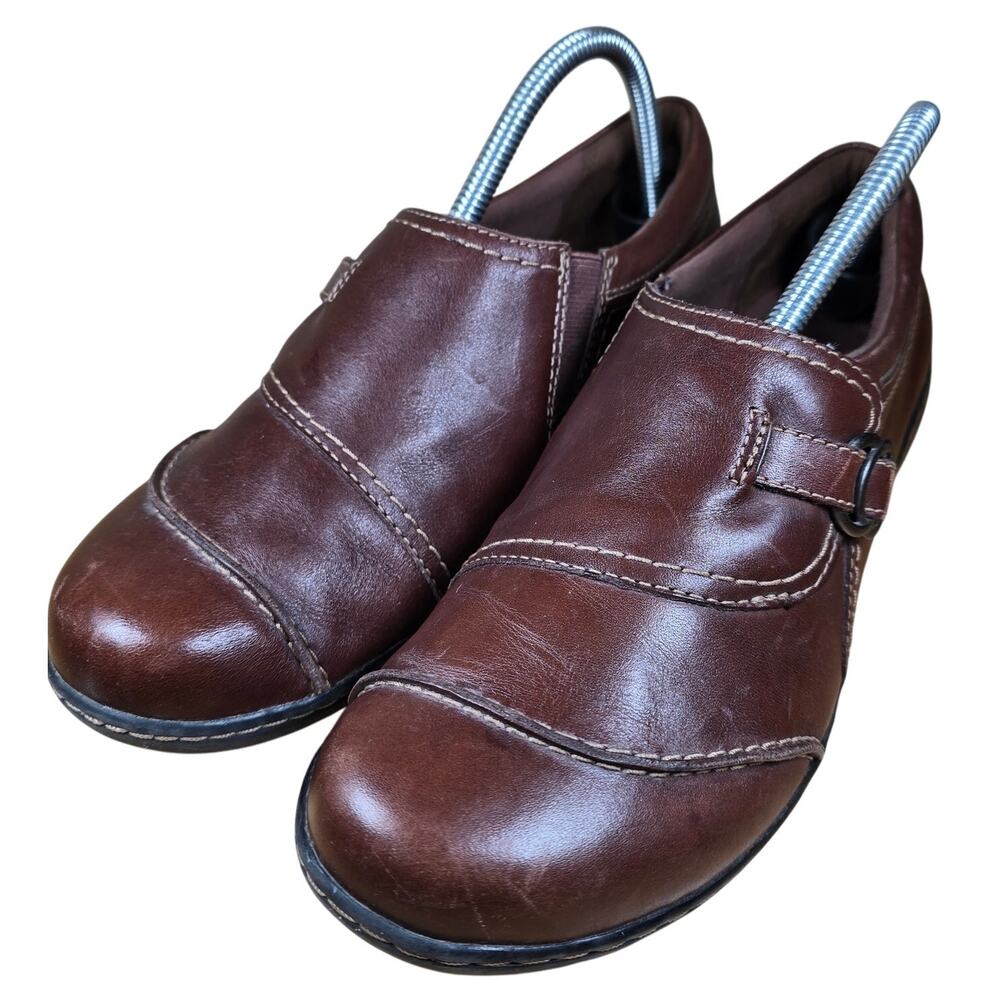 Women's Clarks Bendables Ashland Alpine Slip-On Loafers Brown Leather Womens 9.5
